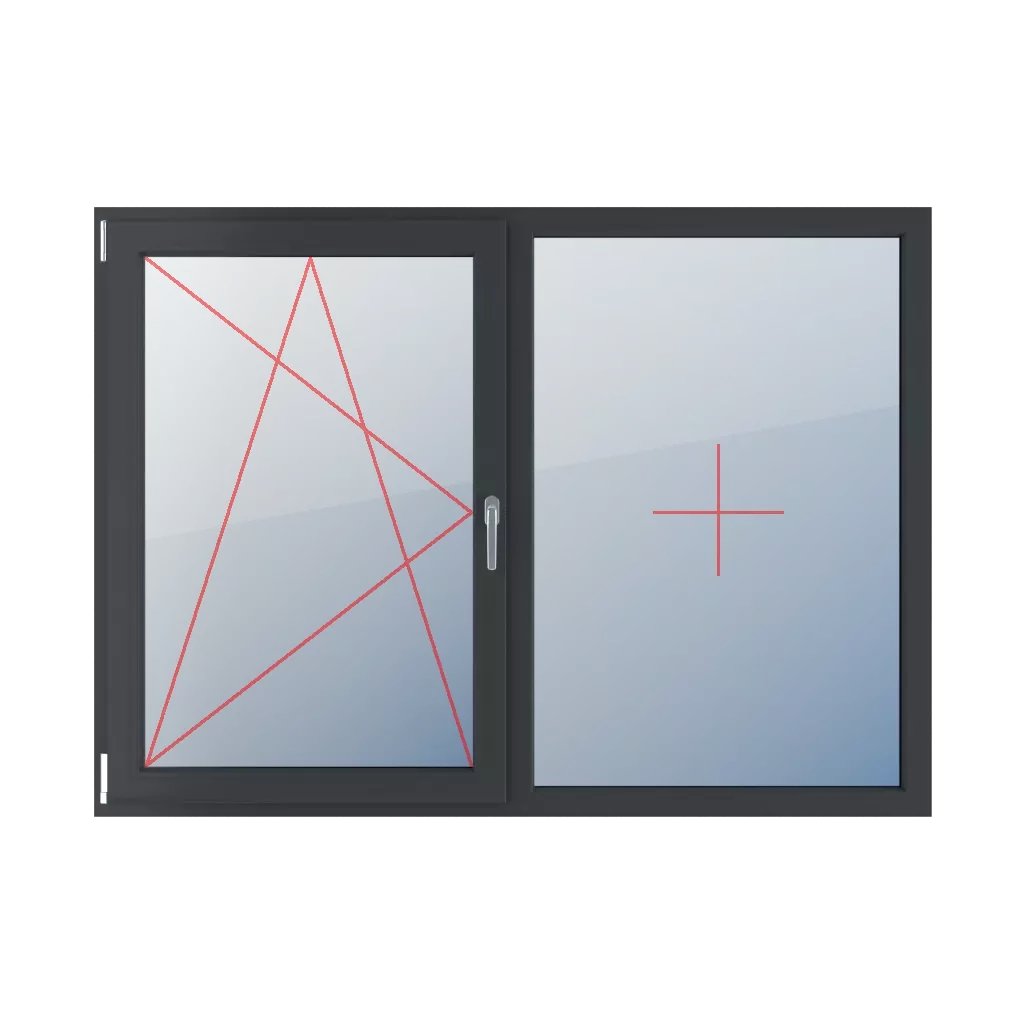 Tilt and turn left, fixed glazing in the frame windows types-of-windows double-leaf symmetrical-division-horizontal-50-50  