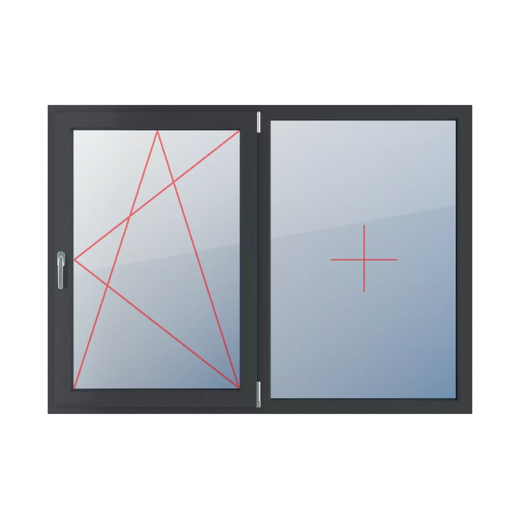 Tilt and turn right, fixed glazing in the frame windows types-of-windows double-leaf symmetrical-division-horizontal-50-50  