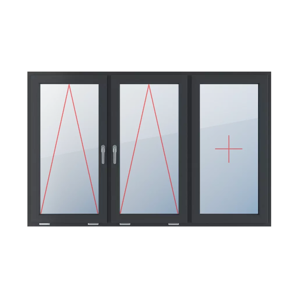 Tiltable with a handle in the middle, fixed glazing in the sash windows types-of-windows triple-leaf symmetrical-division-horizontally-33-33-33  