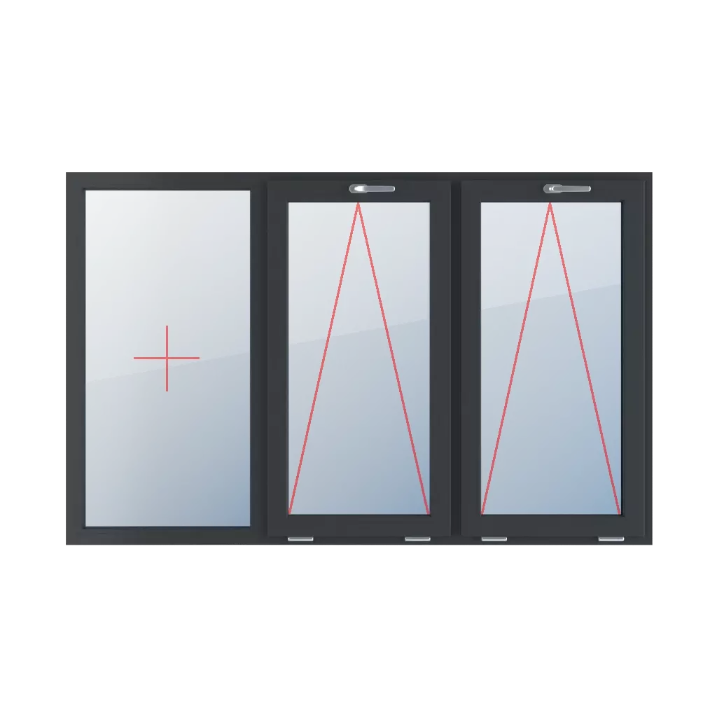 Fixed glazing in the frame, tiltable with a handle at the top, tiltable with a handle at the top windows types-of-windows triple-leaf symmetrical-division-horizontally-33-33-33  