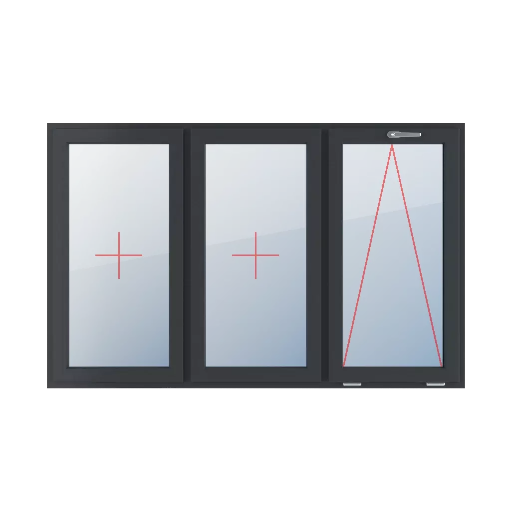 Permanent glazing in the wing, tiltable with a handle at the top windows types-of-windows triple-leaf symmetrical-division-horizontally-33-33-33  