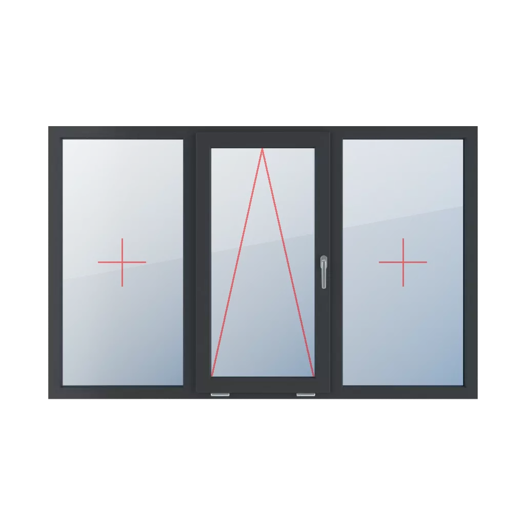 Fixed glazing in the frame, tiltable with a handle on the right, fixed glazing in the frame windows types-of-windows triple-leaf symmetrical-division-horizontally-33-33-33  