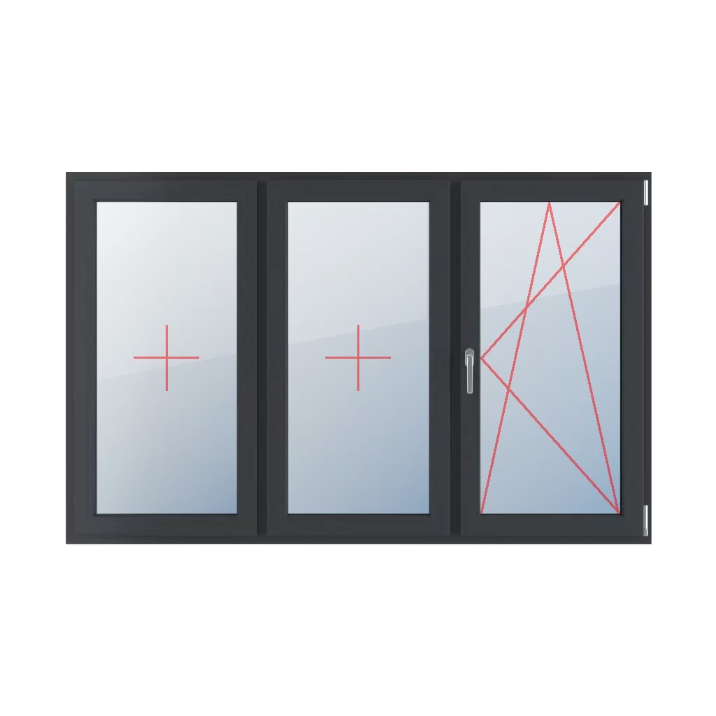 Permanent glazing in the wing, turn-tilt on the right windows types-of-windows triple-leaf symmetrical-division-horizontally-33-33-33  