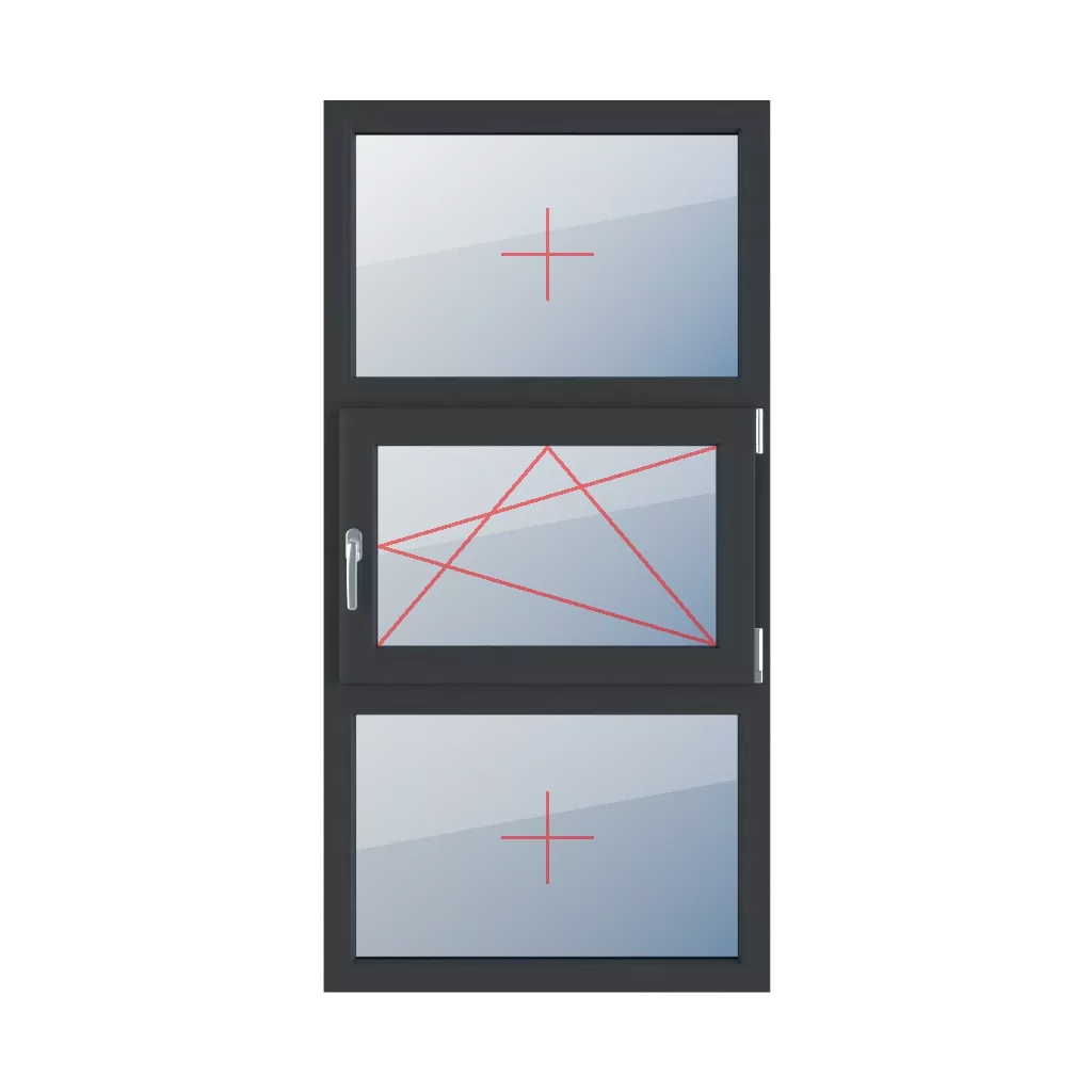 Fixed glazing in a frame, right-hand turn-tilt glazing, fixed glazing in a frame windows types-of-windows triple-leaf vertical-symmetrical-division-33-33-33  