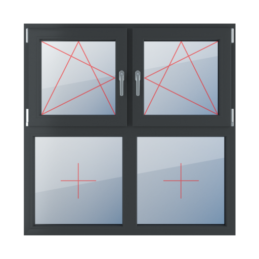 Left-hand turn-tilt, right-hand turn-tilt, fixed glazing in the leaf windows types-of-windows four-leaf symmetrical-division-horizontal-50-50 left-hand-turn-tilt-right-hand-turn-tilt-fixed-glazing-in-the-leaf-2 
