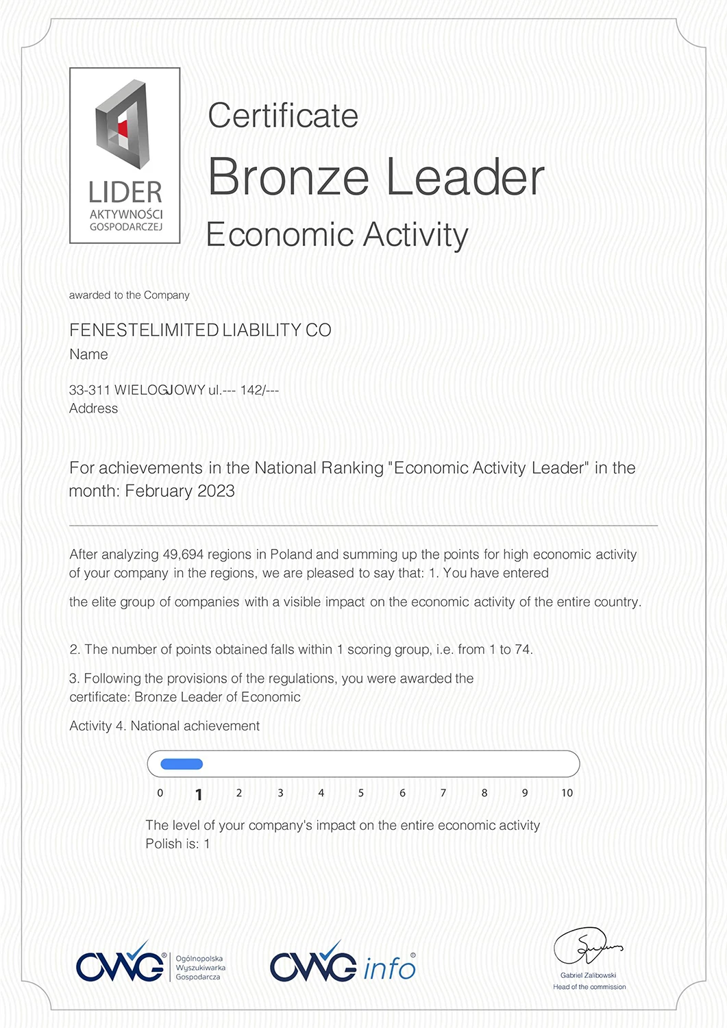 Bronze Leader of Economic Activity February 2023 awards bronze-leader-of-economic-activity-february-2023    
